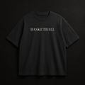 Black t-shirt with 'BASKETBALL' text on a black background