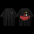 Black t-shirt with 'Emperor's' logo on front and back