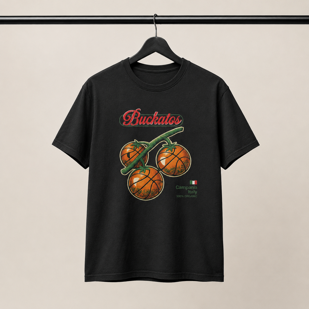 Buckatos T-Shirt by Brick City on a studio product mockup