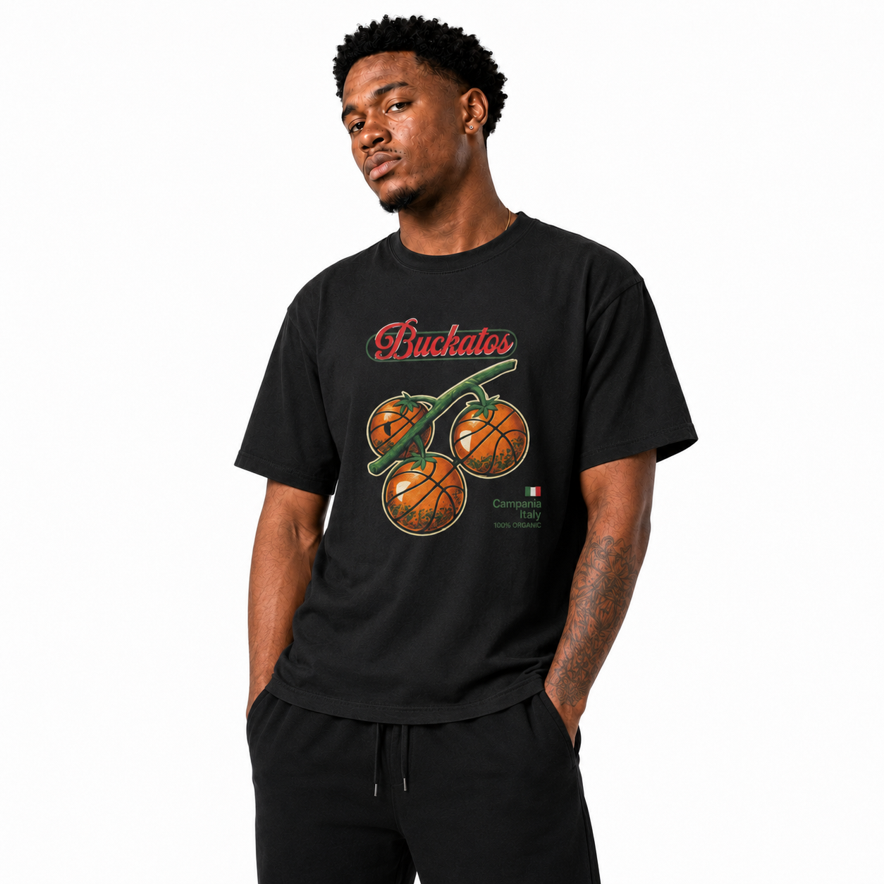 Buckatos T-Shirt relaxed basketball streetwear lifestyle mockup
