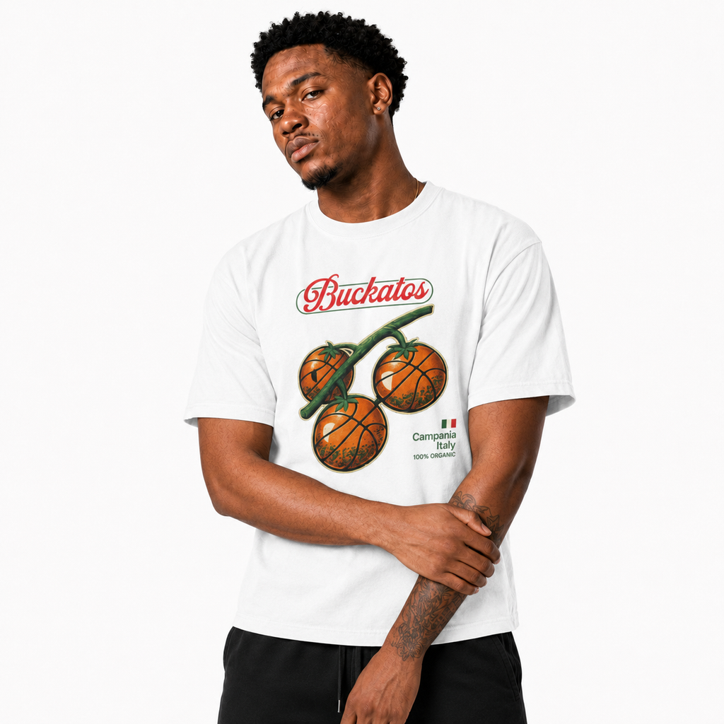 Buckatos T-Shirt on model in premium Brick City streetwear style