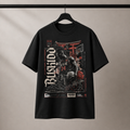 Bushido Samurai T-Shirt by Brick City on a studio product mockup