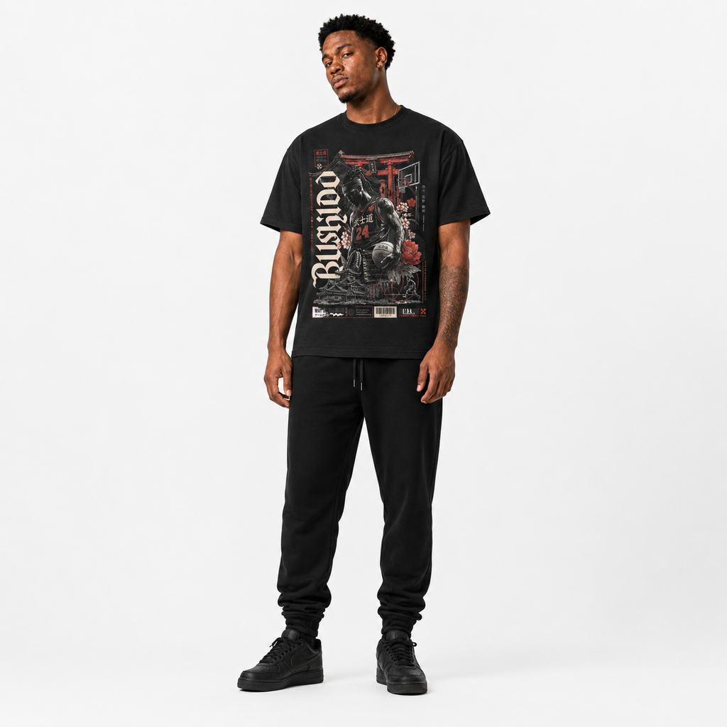 Bushido Samurai T-Shirt relaxed basketball streetwear lifestyle mockup