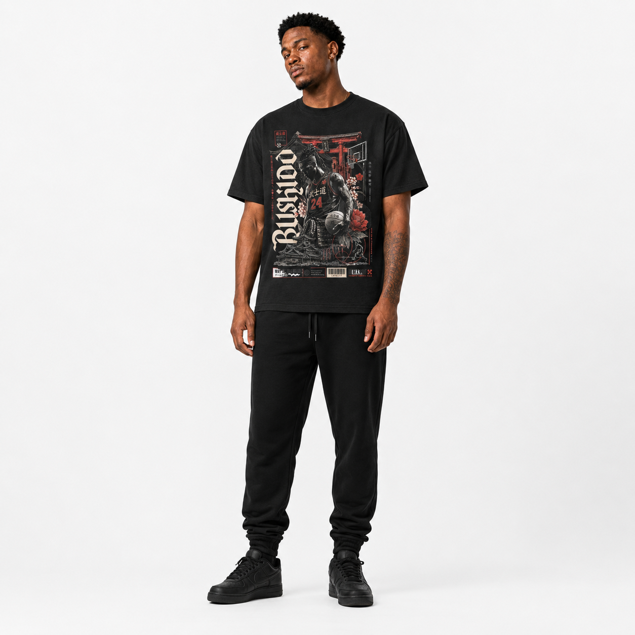Bushido Samurai T-Shirt relaxed basketball streetwear lifestyle mockup