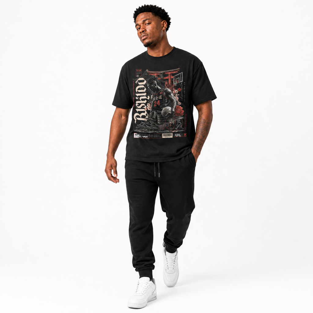 Bushido Samurai T-Shirt on model in premium Brick City streetwear style
