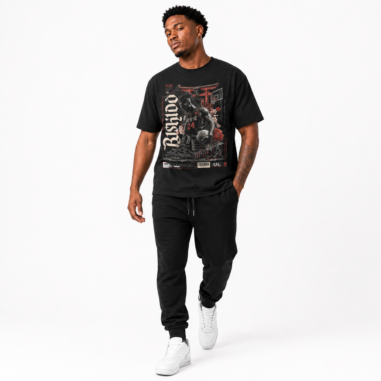 Bushido Samurai T-Shirt on model in premium Brick City streetwear style