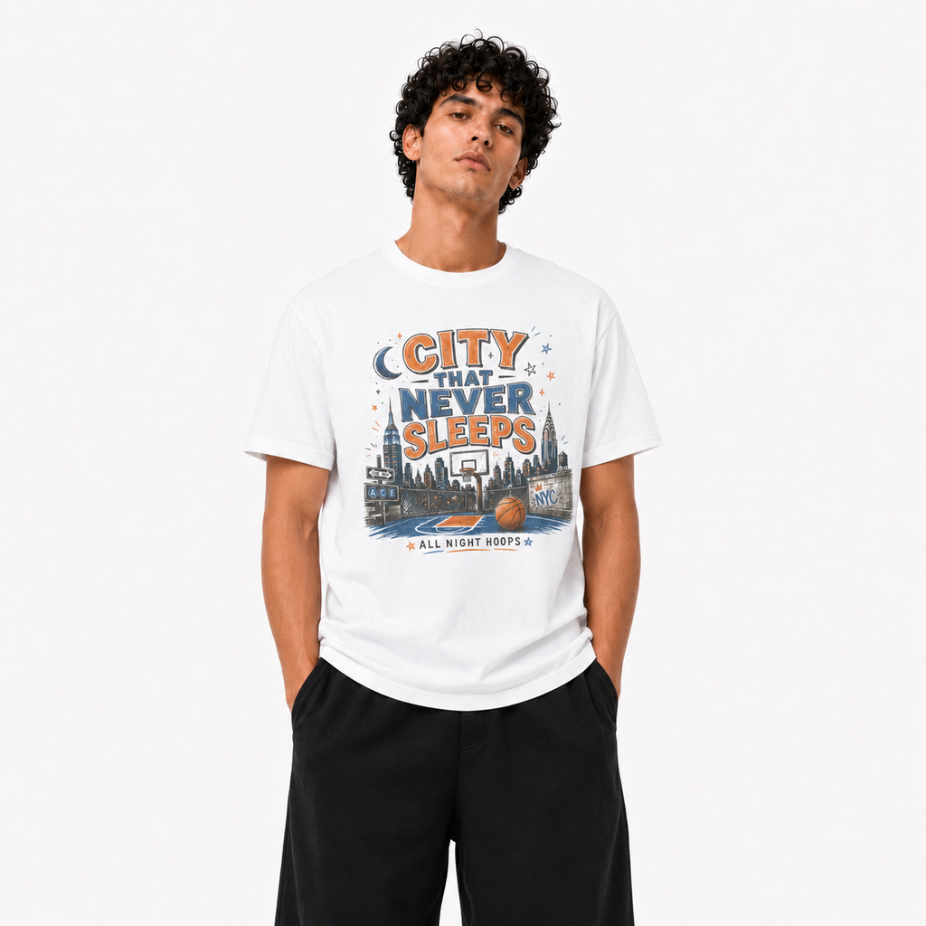 City Never Sleeps New York Basketball Tee