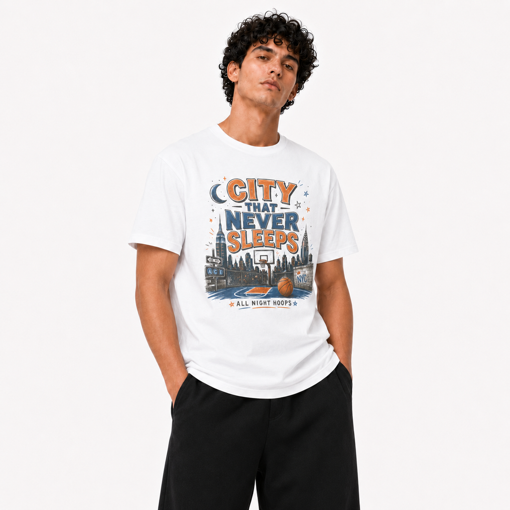 City Never Sleeps New York Basketball Tee