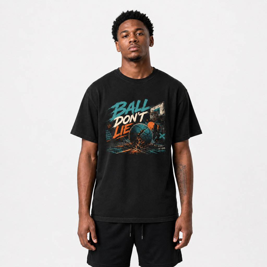 Ball Don’t Lie T-Shirt on model in premium Brick City streetwear style