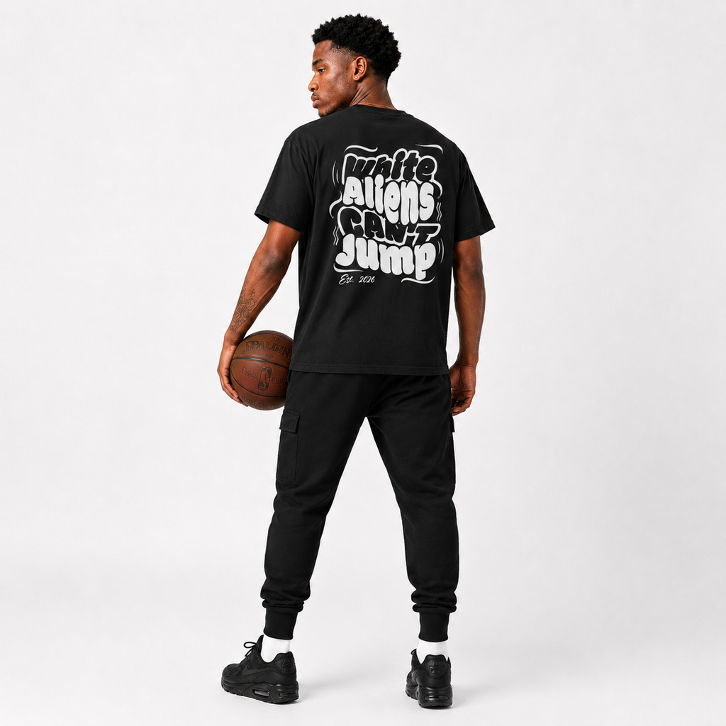 The Alien T-Shirt lifestyle mockup with basketball streetwear styling