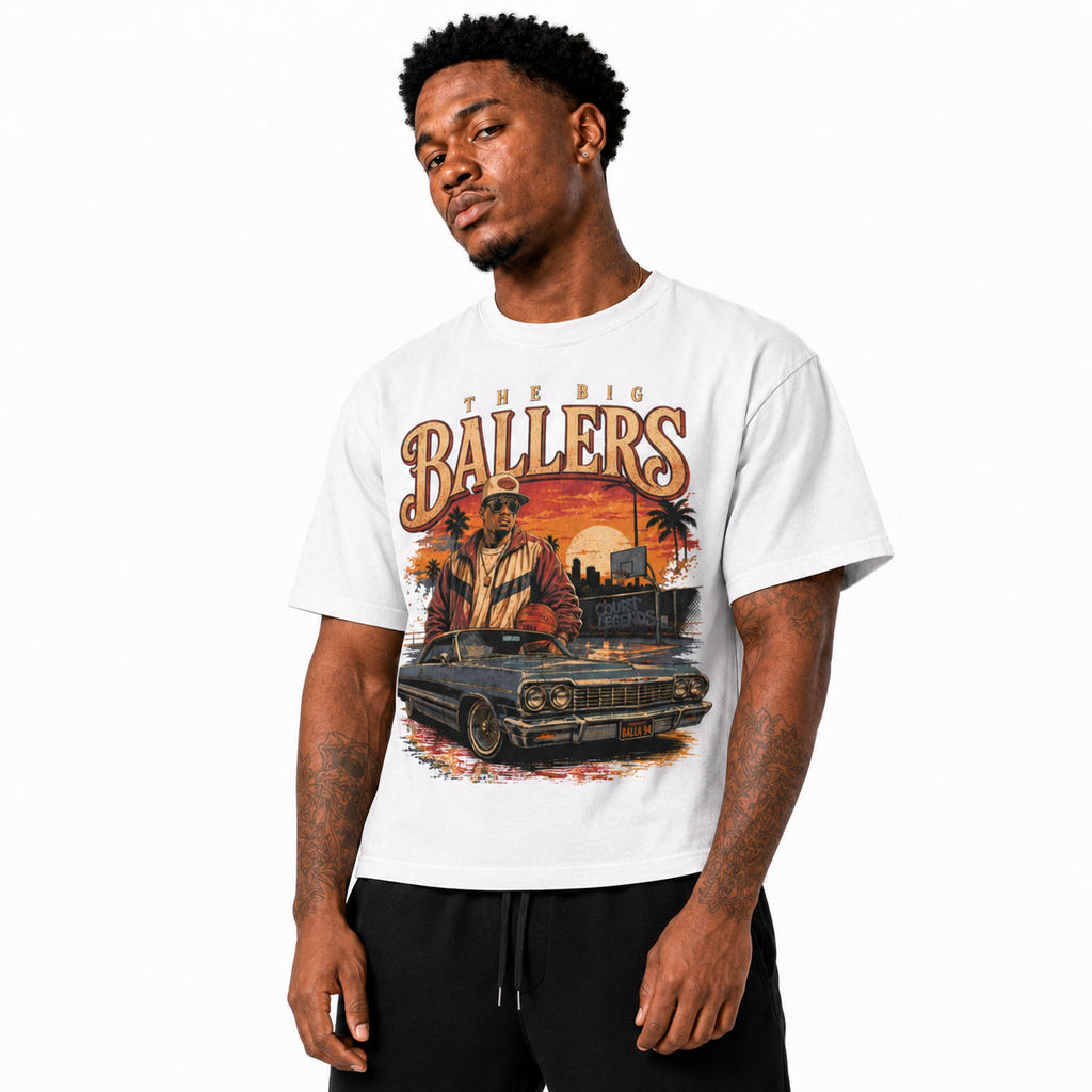 Big Ballers T-Shirt close-up Brick City basketball streetwear detail