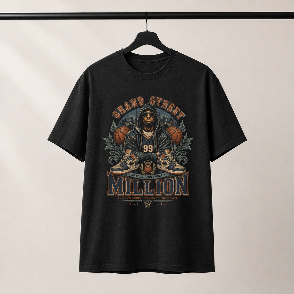 Grand Street T-Shirt by Brick City on a studio product mockup
