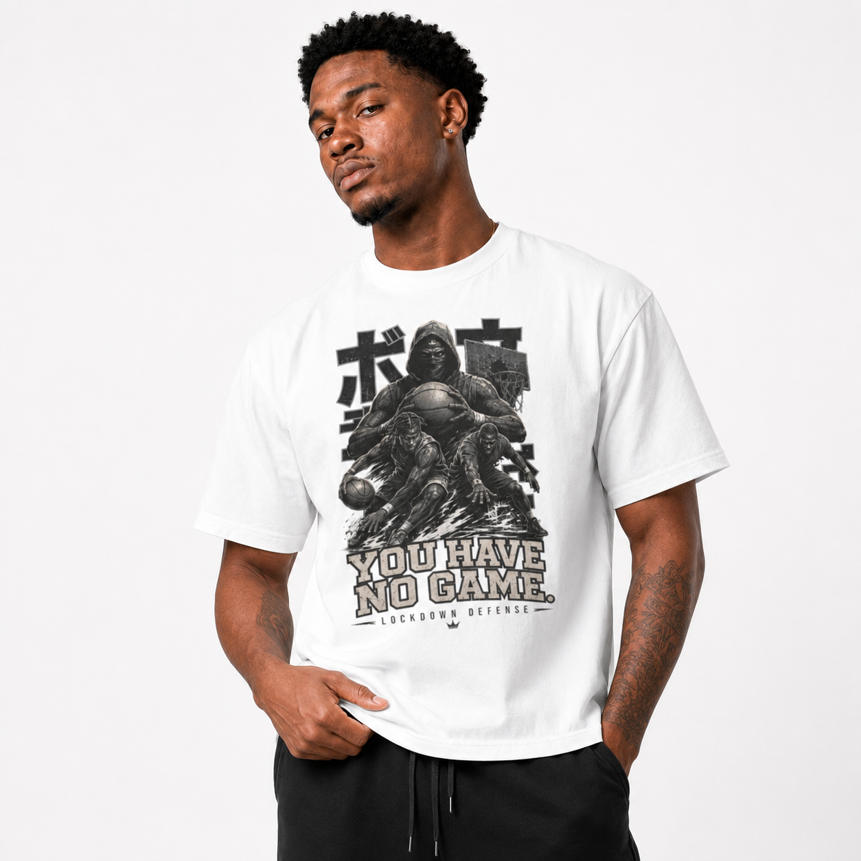 No Game T-Shirt close-up Brick City basketball streetwear detail