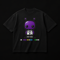 Purple Royalty Tee black basketball graphic t-shirt flat lay on a dark background