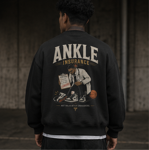 Ankle Insurance Oversized Sweatshirt black back print standing lifestyle