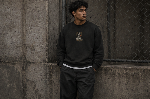 Ankle Insurance Oversized Sweatshirt black front print wall lifestyle