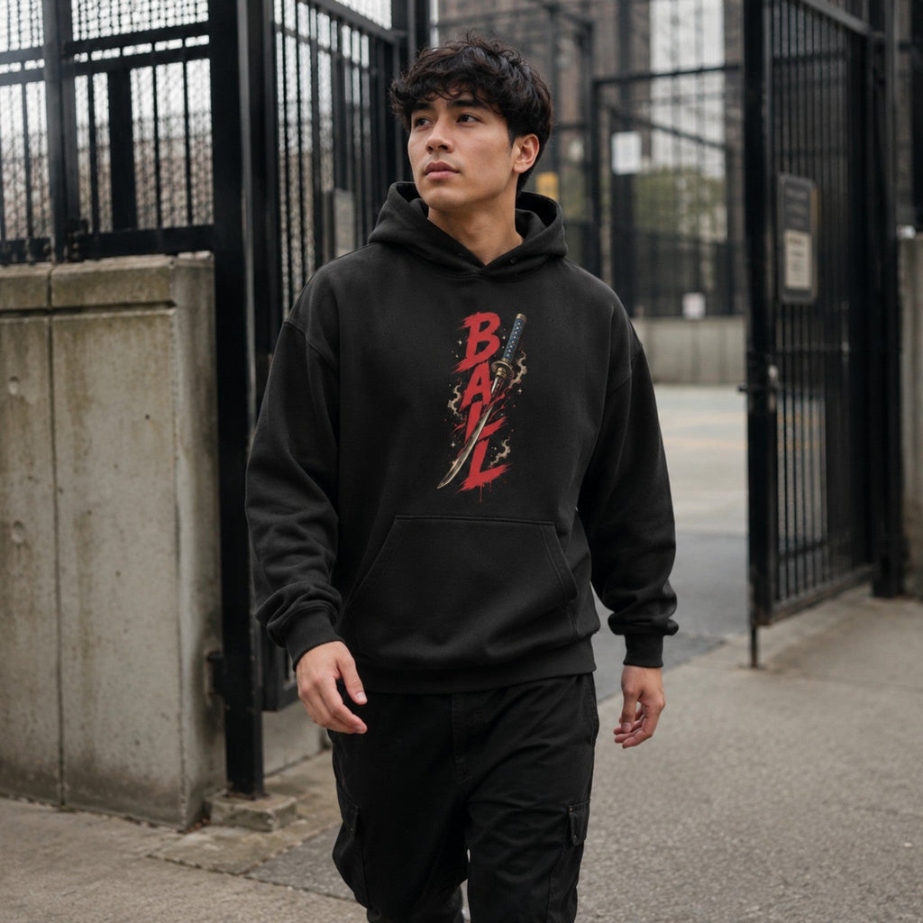 Ball Don’t Lie Oversized Hoodie black front print urban basketball lifestyle
