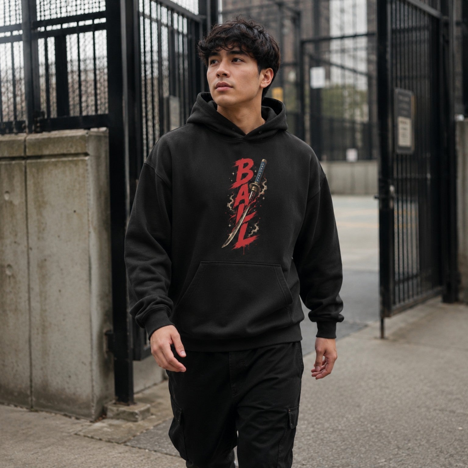 Ball Don’t Lie Oversized Hoodie black front print urban basketball lifestyle