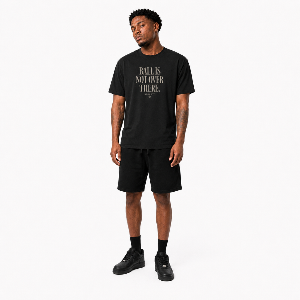 Ball Is Not Over There T-Shirt on Brick City model in studio view two