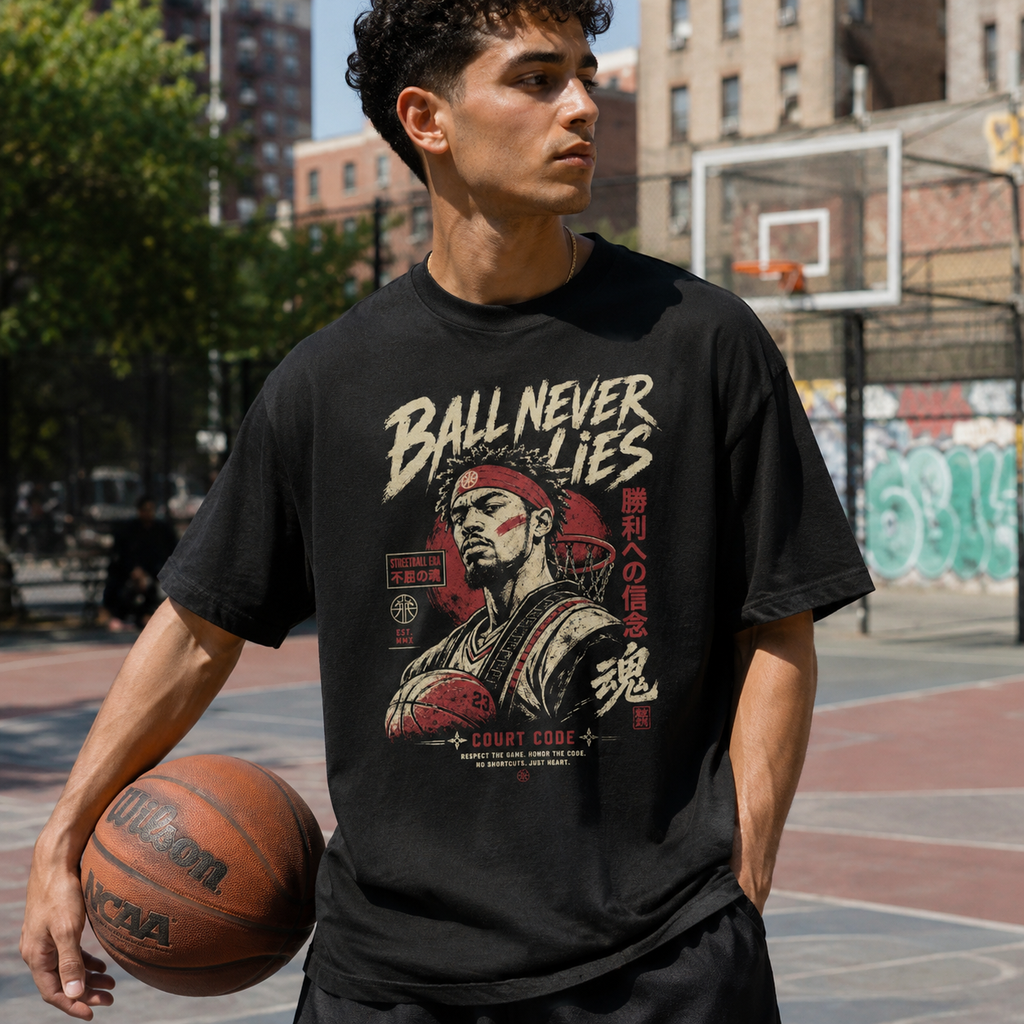 Ball Never Lies Tee Japanese basketball streetwear lifestyle photo