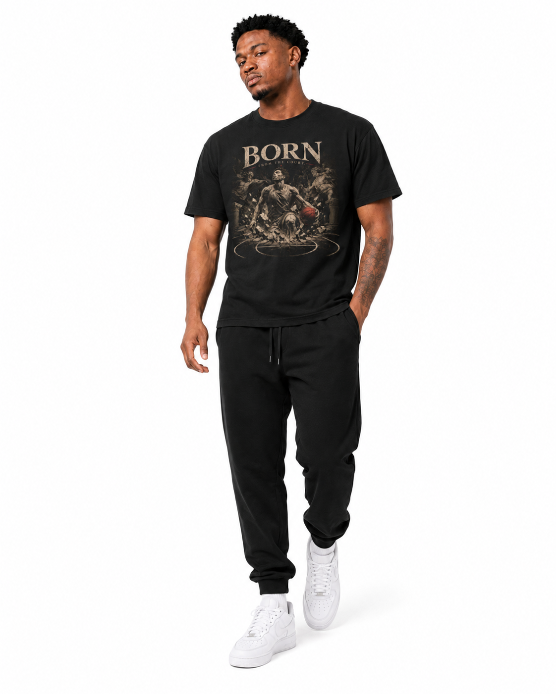 Born to Play T-Shirt on Brick City model in studio view one
