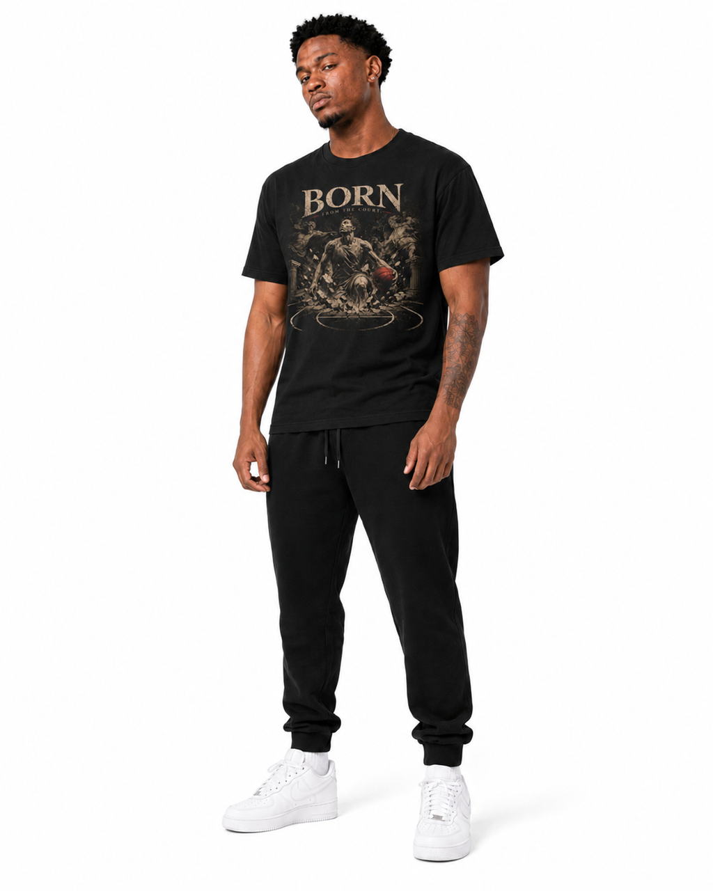 Born to Play T-Shirt on Brick City model in studio view four