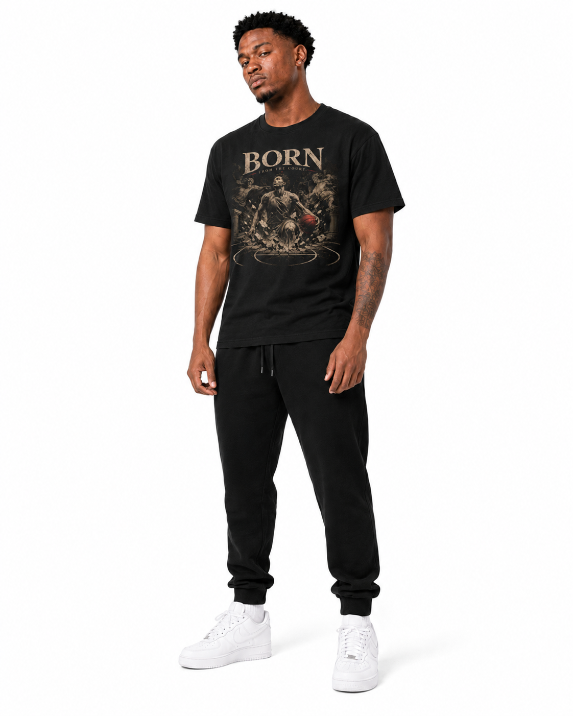 Born to Play T-Shirt on Brick City model in studio view four