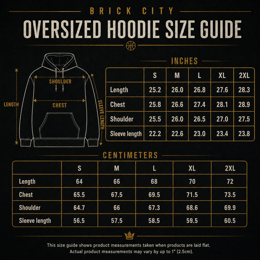 Streetball Art Hoodie Brick City size guide