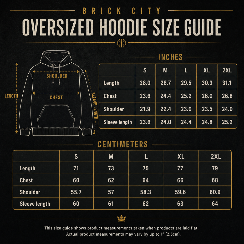 Grace in the Paint Oversized Hoodie Brick City size guide