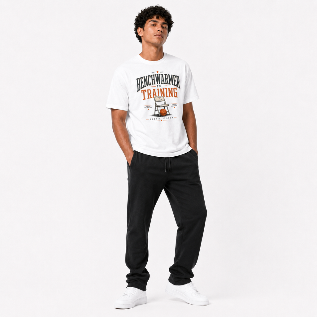 Brick City Bench Warmer basketball T-shirt model view three