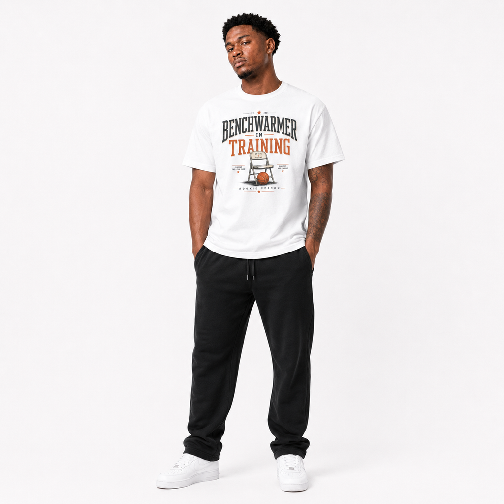 Brick City Bench Warmer basketball T-shirt model view four