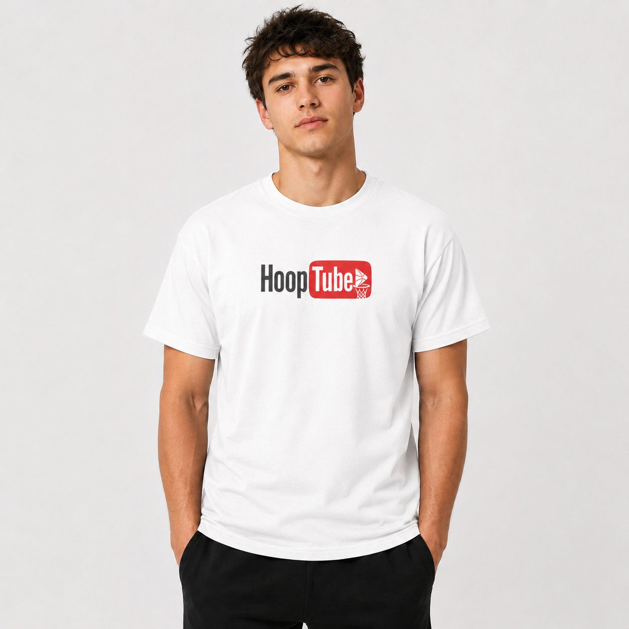 HoopTube Basketball Graphic T-Shirt model product image