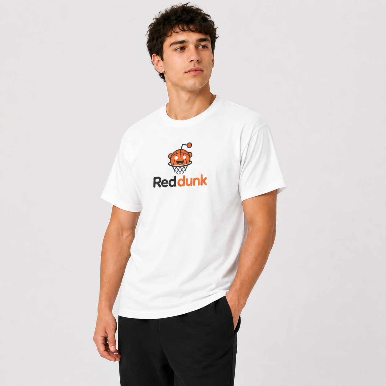Red Dunk Basketball Graphic T-Shirt graphic print detail