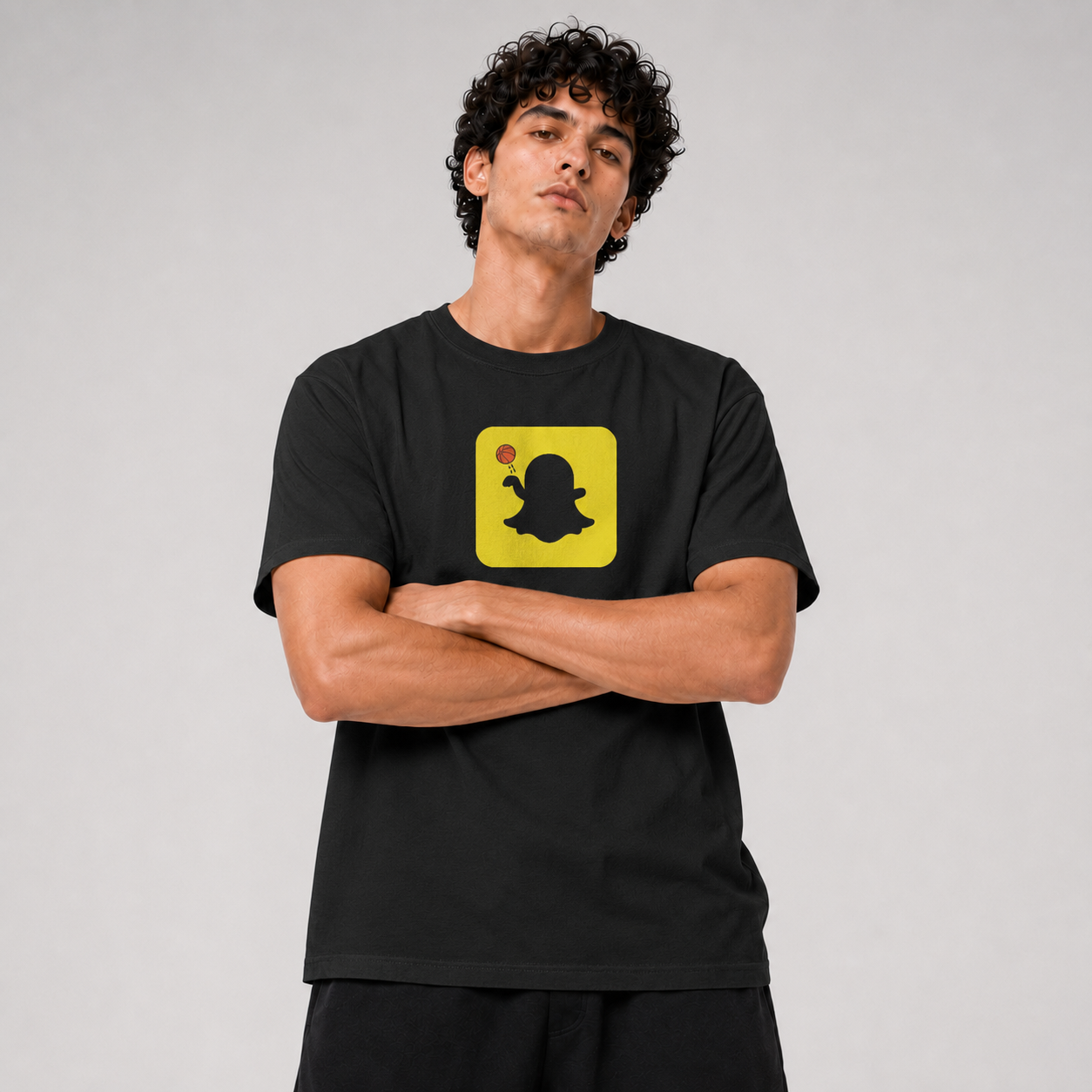 Stepback Ghost Basketball Graphic T-Shirt front graphic view