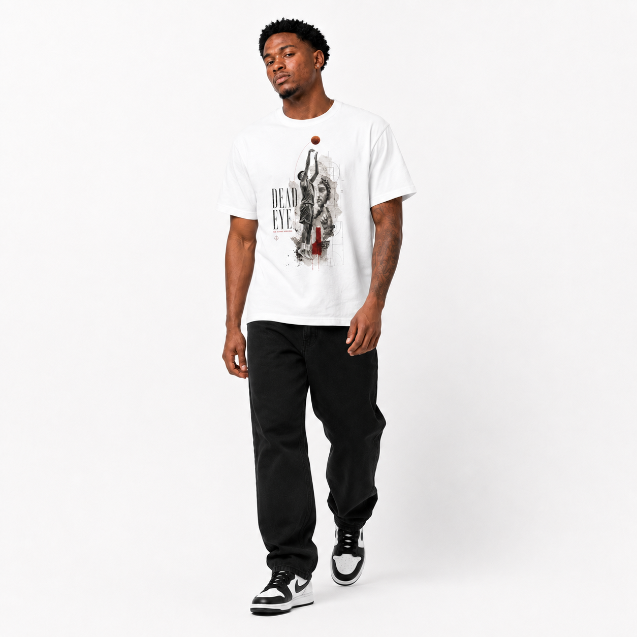 Brick City white basketball T-shirt model image