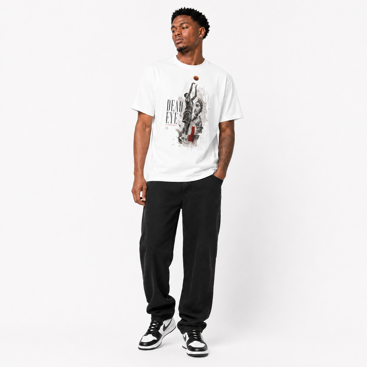 Brick City white basketball T-shirt model image four