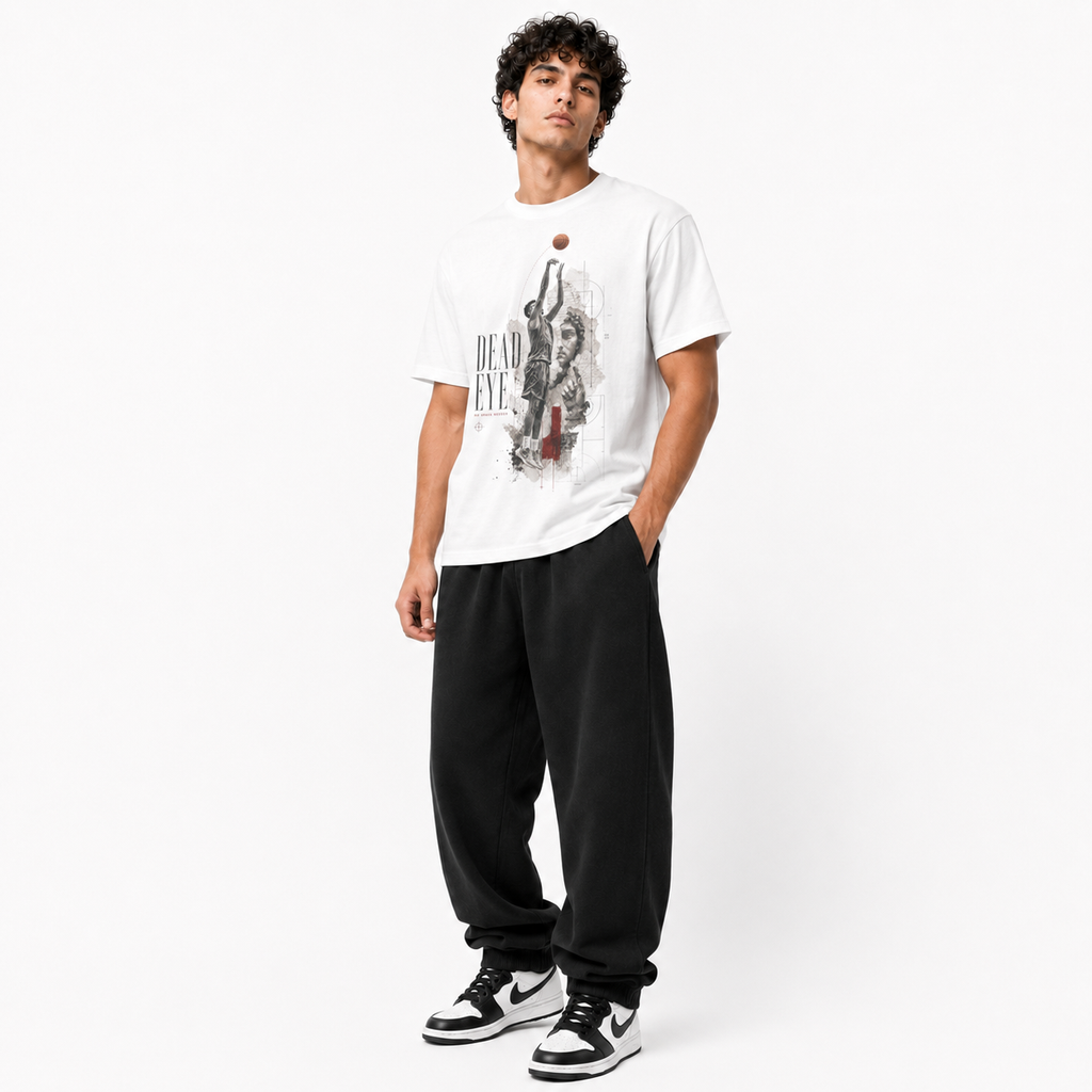 Brick City white basketball T-shirt model image six