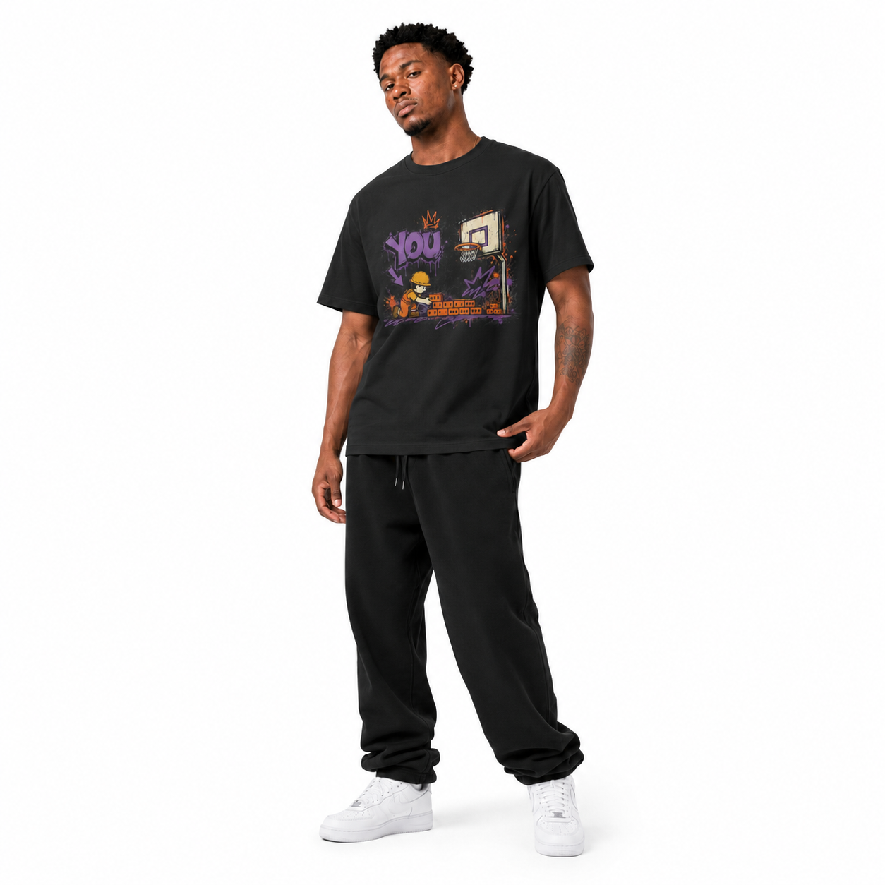 Brick Layer T-Shirt on Brick City model in studio view three