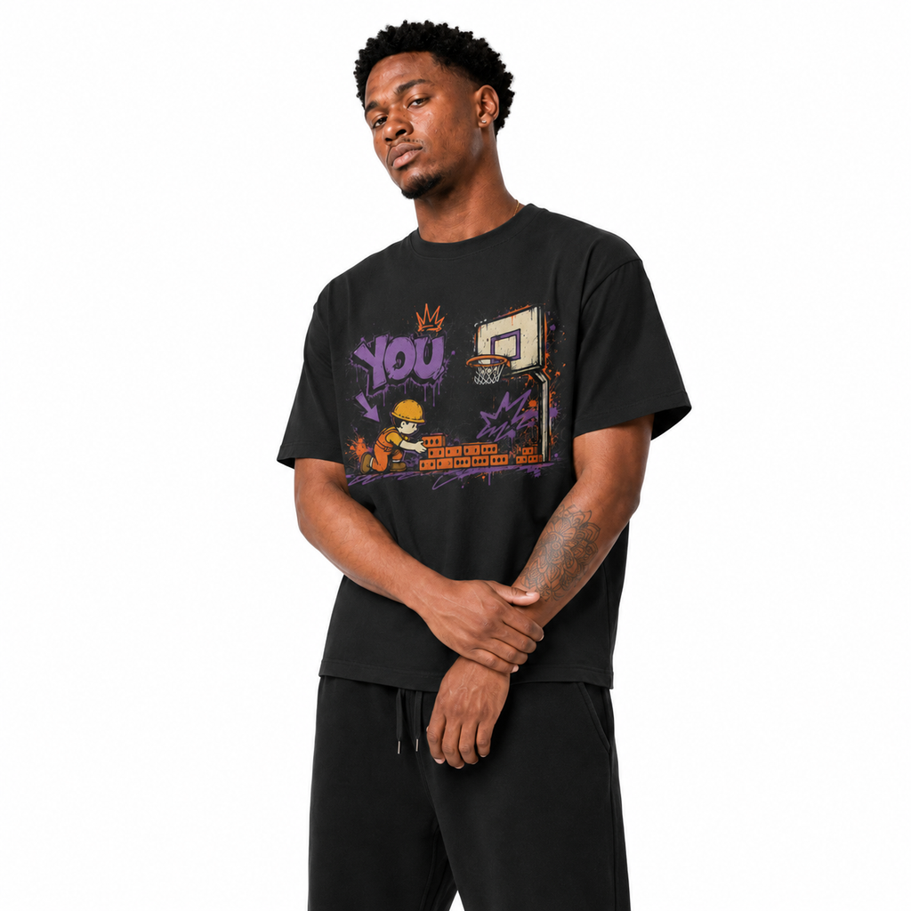 Brick Layer T-Shirt on Brick City model in studio view six