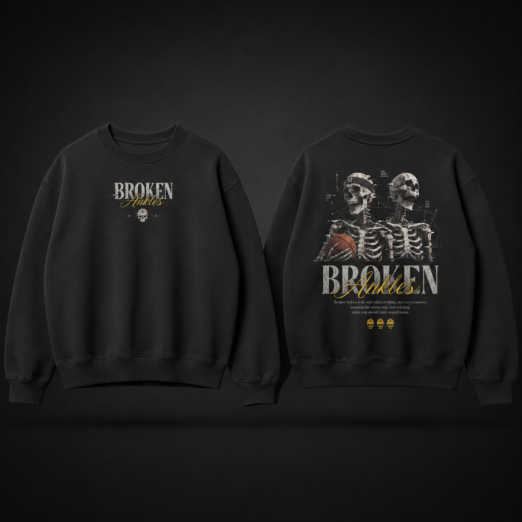 Broken Ankles Oversized Sweatshirt black front and back product mockup