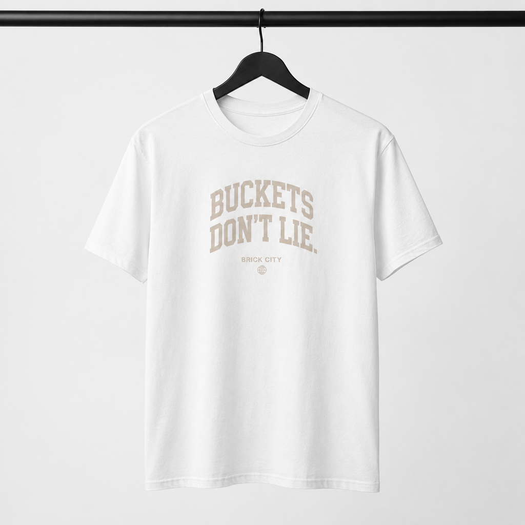 Buckets Don’t Lie T-Shirt on Brick City model in studio view one