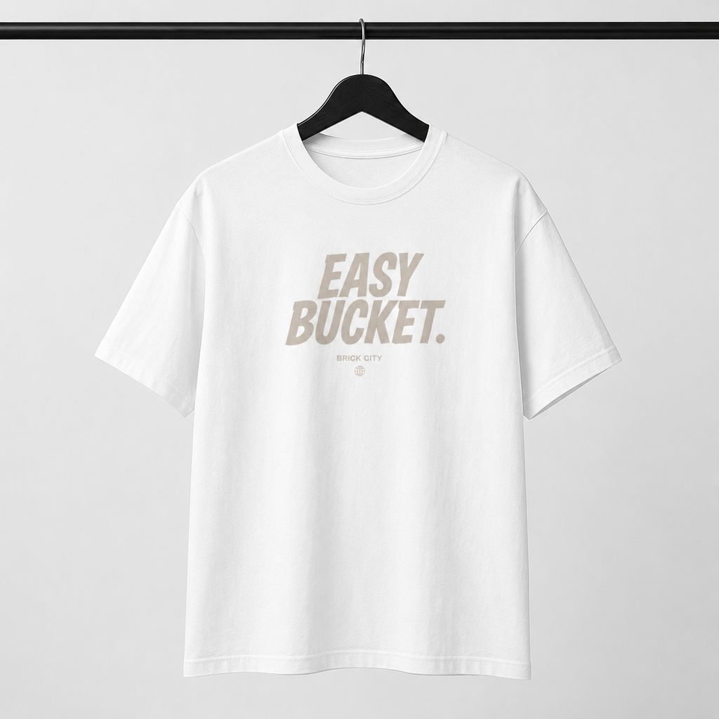 Easy Bucket T-Shirt on Brick City model in studio view one