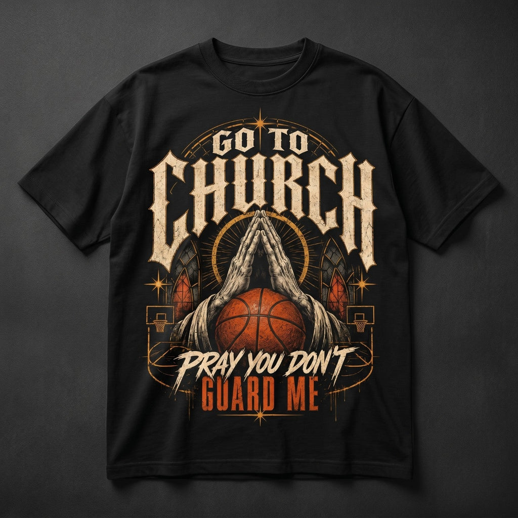 Can’t Guard Me Taunt Tee black t-shirt product mockup on dark background