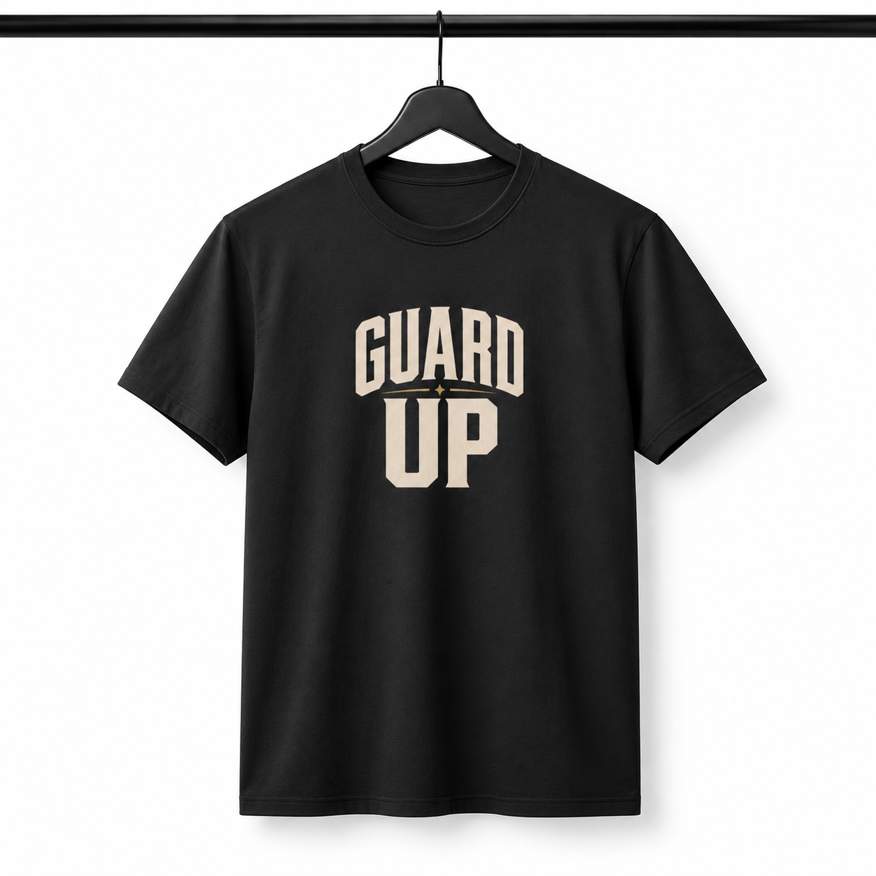Guard Up T-Shirt by Brick City on a studio product mockup