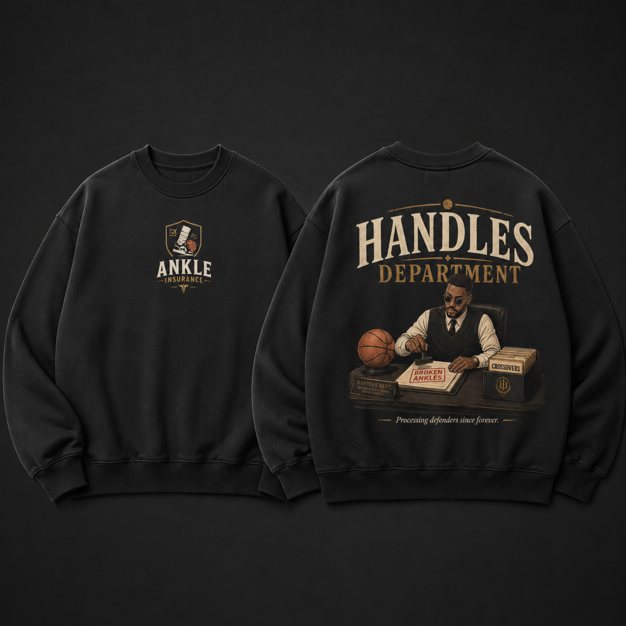 Handles Department Oversized Sweatshirt black front and back product mockup
