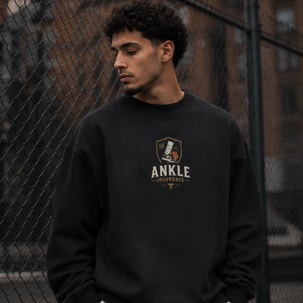 Handles Department Oversized Sweatshirt black front print close up lifestyle