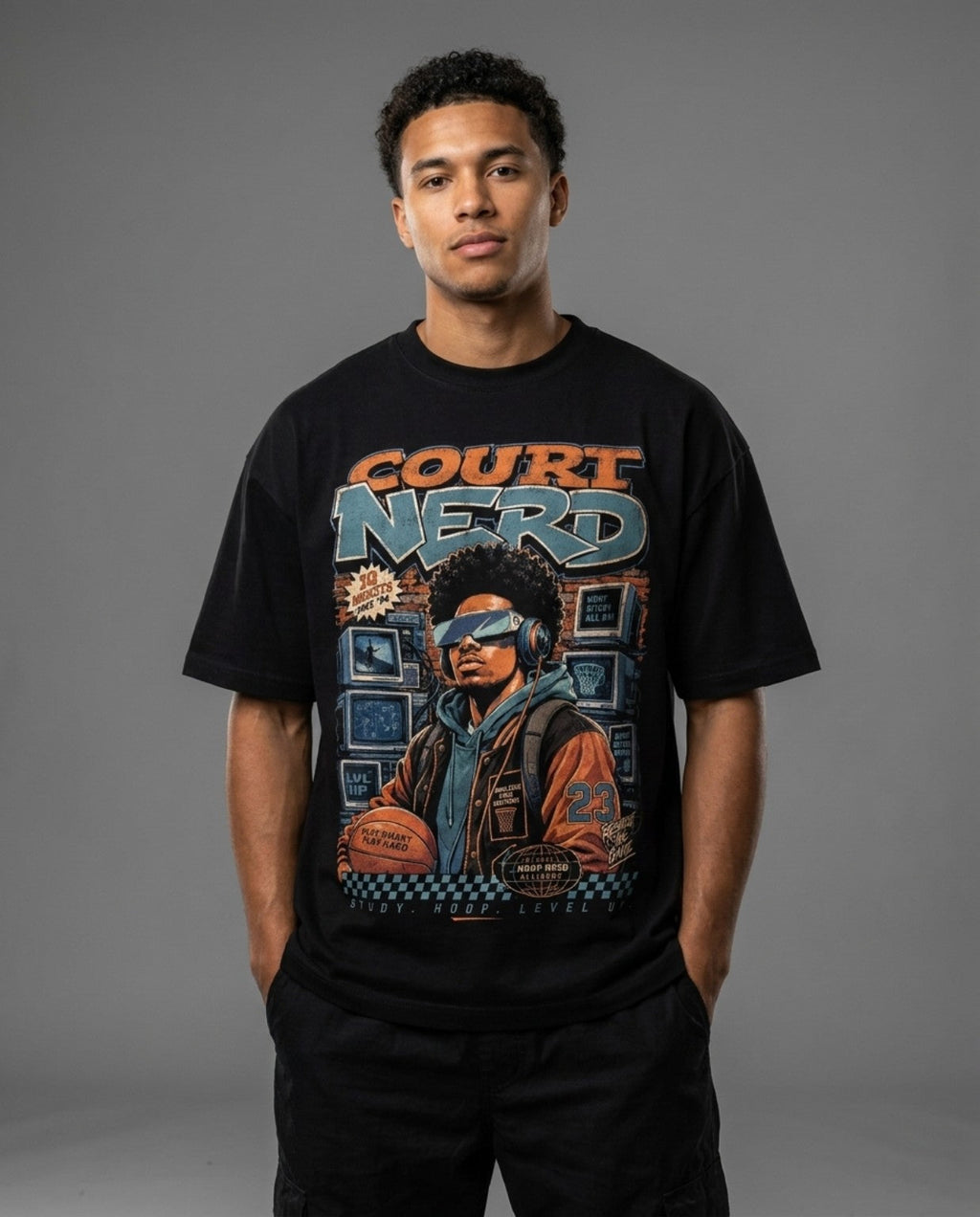 Hoop Nerd Tee studio lifestyle photo