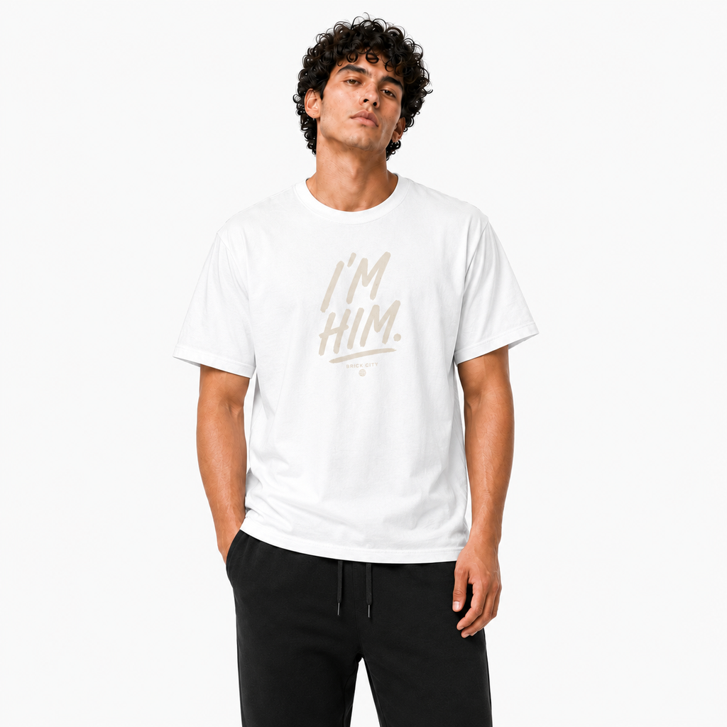 I’m Him T-Shirt on Brick City model in studio view four