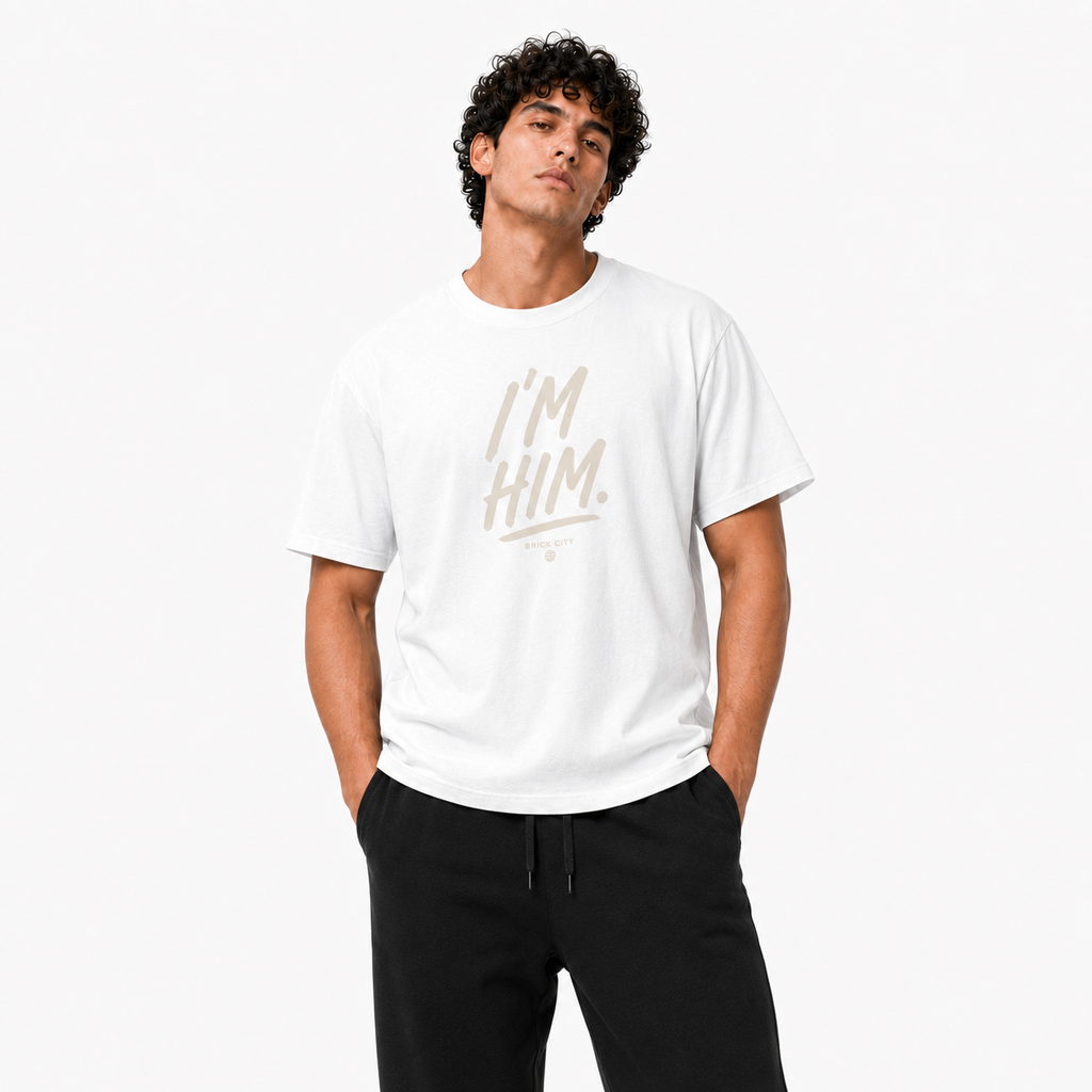 I’m Him T-Shirt on Brick City model in studio view five