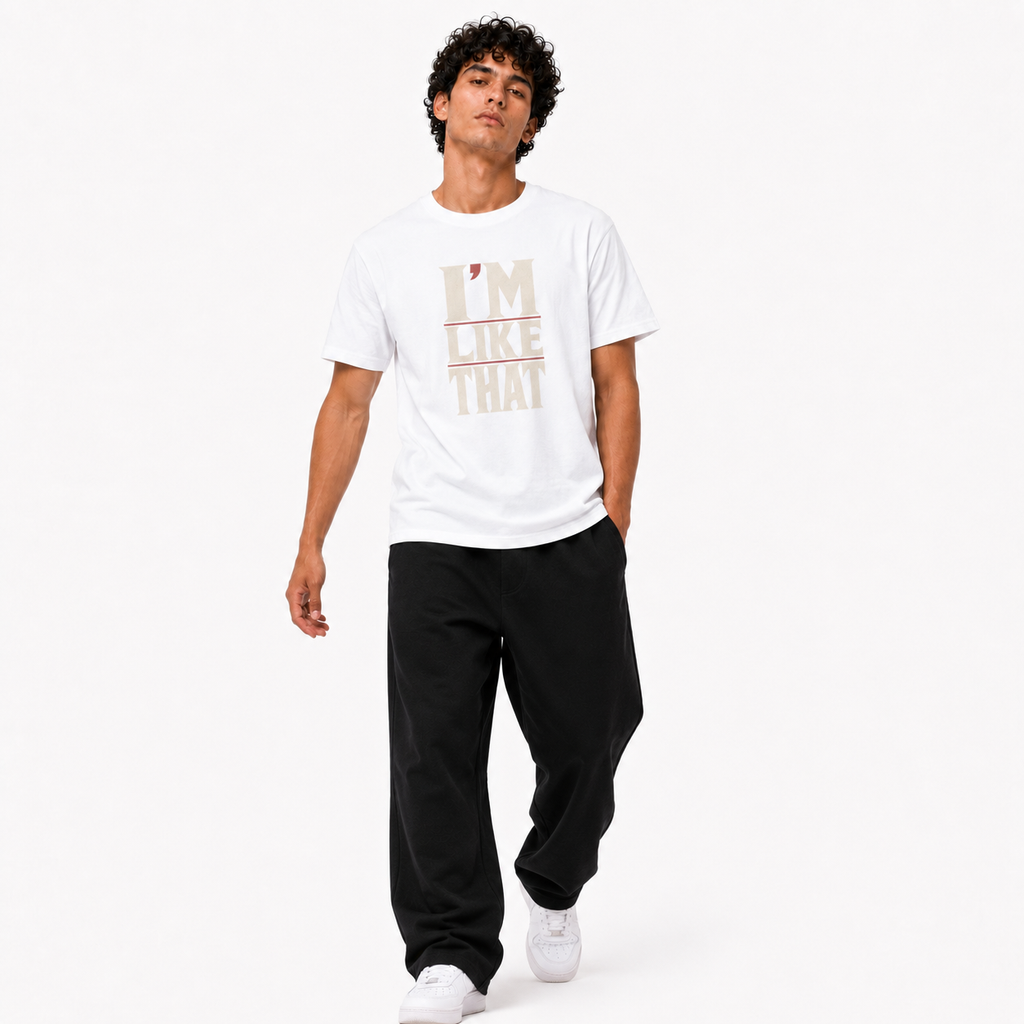 I’m Like That white T-shirt walking pose on Brick City model